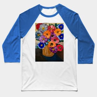 Colorful flowers in gold vase Baseball T-Shirt